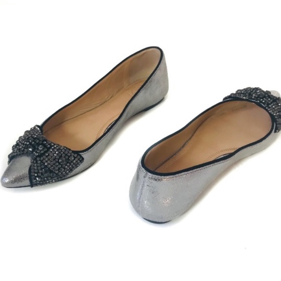 Tory Burch Vanessa Crystal Bow Pointed Toe Flats - Picture 2 of 11